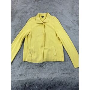 Talbots Women Yellow Button Front Cardigan Sweater‎ Jacket Size L Preppy Career